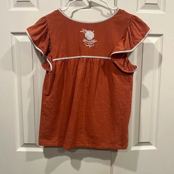 J Marie brand embroidered burnt orange and white blouse - Picture 5 of 9